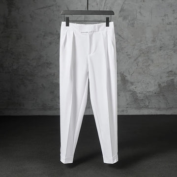 New Japanese Retro Velcro Male Suit Pants Light Luxury Straight Draped Business Casual Pants Premium Slim Elegant Ninth Trousers